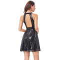 Kate Kasin Impressionante Sequined Sem Mangas Recorte Back Black Short Evening Prom Cocktail Party Dress 7 Tamanho US 4 ~ 16 KK001060-1